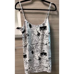 Newspaper Print Mini Dress Size Medium